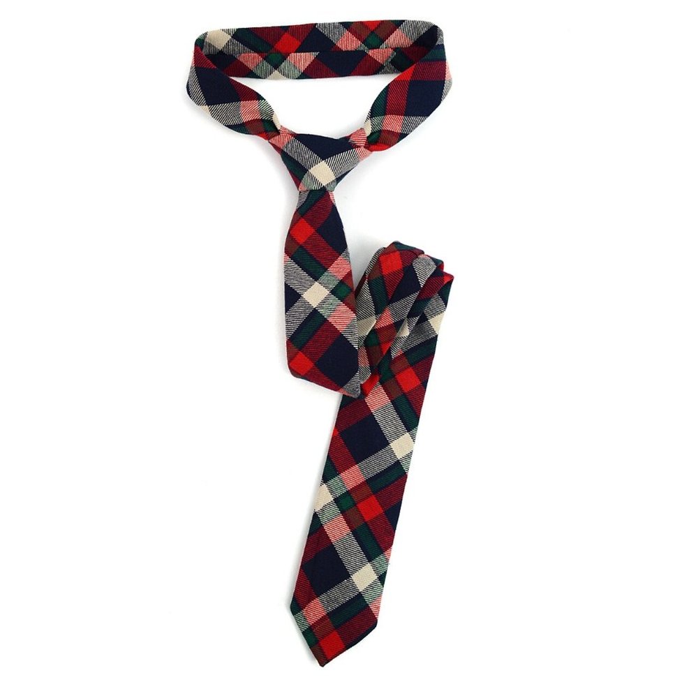 Men's Plaid Flannel 2.25" Cotton Slim Neck Tie - Picture 5 of 5